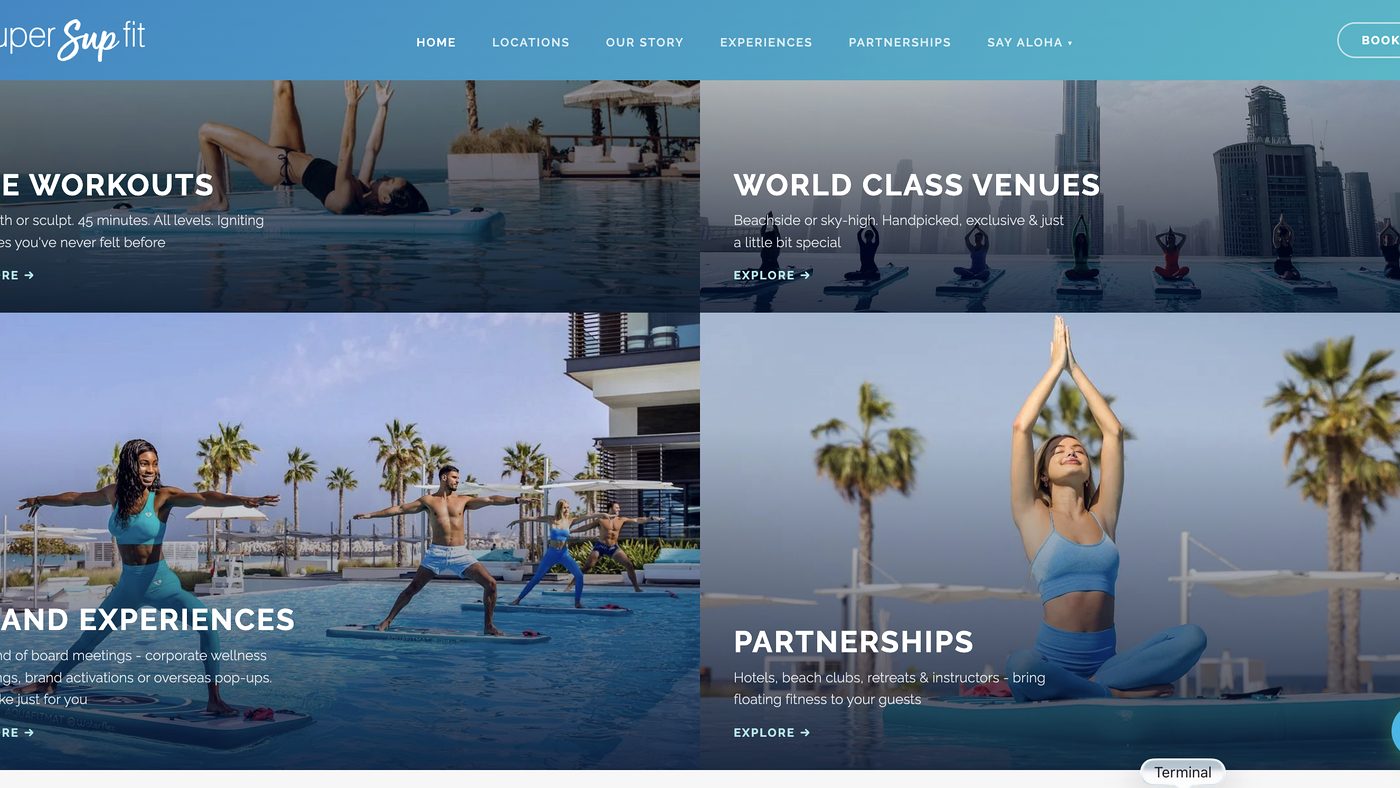 supersupfit.com, a Dubai floating fitness brand website